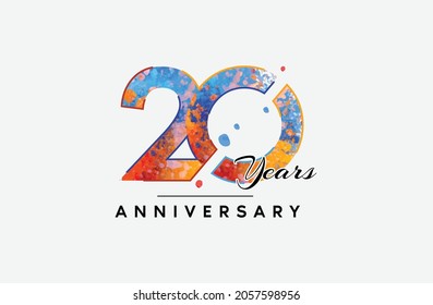 Colorful 20 Year Anniversary Vector Template Stock Vector (Royalty Free ...