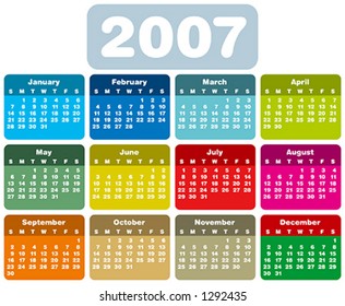 Colorful 2007 Calendar, in vector format.