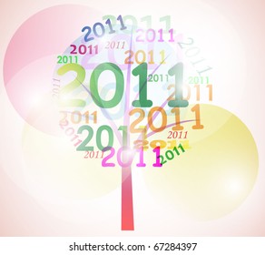 colorful 2011 tree. Vector illustration