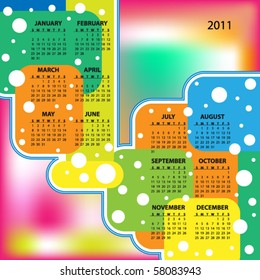 Colorful 2011 vector calendar with circles