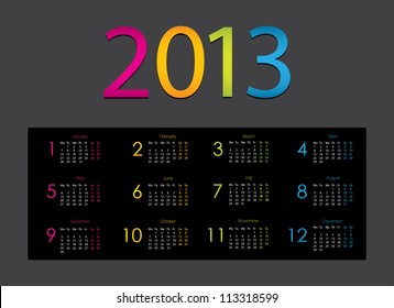 colorful 2013 calendar with special design
