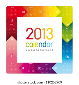 colorful 2013 calendar, square shape. vector illustration