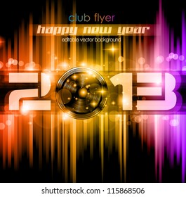 Colorful 2013 New Year Celebration Background with Glitter and Rainbow Colours