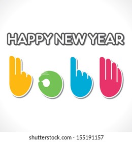 colorful 2014 new year counting finger stock vector