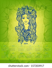 Colorful 2014 Year vector calendar