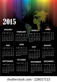 Colorful 2015 Calendar with World Map