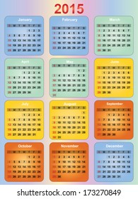 colorful 2015 year calendar