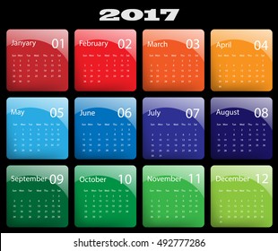 colorful 2017 vector calendar design. Elements for your work. Eps10