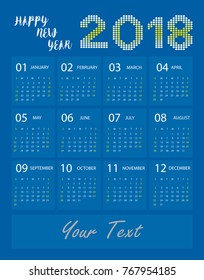 Colorful 2018 calendar editable vector, illustration template