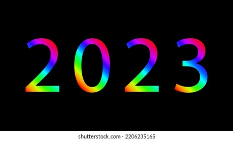 Colorful 2023 lettering.2023 inscriptions in rainbow colors. Vector Illustration. Horizontal 2023 posters, cards, headers, website.