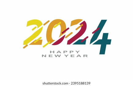 Colorful  2024 vector. Happy new year 2024 design with unique colorful numbers. Premium vector design for poster, banner, greeting and new year 2024 celebration