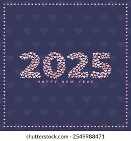 colorful 2025 love pink pattern happy new year element vector design