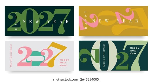 Colorful 2027 numbers – New Year and Christmas vector background. Bright festive design for web, posters, and social media.