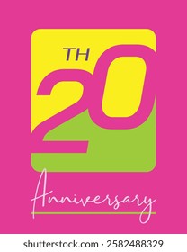 Colorful 20th-anniversary numbers. 20 years old logo template suit for your anniversary company or business event, etc