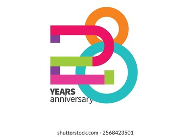 Colorful 28th anniversary numbers. 28 years old logotype. simple congrats. isolated abstract graphic web design template. creative digits.modern congratulation concept.