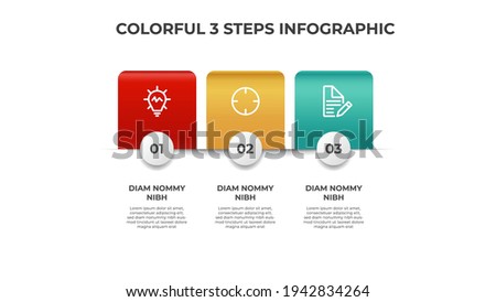 Colorful 3 points of list diagram, steps with horizontal layout, infographic element template