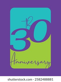 Colorful 30th anniversary numbers. 30 years old logo template suit for your anniversary company or business event, etc