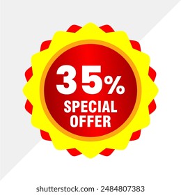 Colorful 35% Discount Tag - Trendy Sale Vector Art