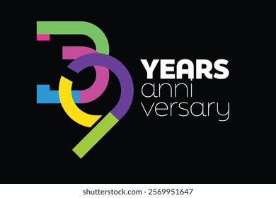 Colorful 39th anniversary numbers. 39 years old logotype. simple congrats. isolated abstract graphic web design template. creative digits.modern congratulation concept.