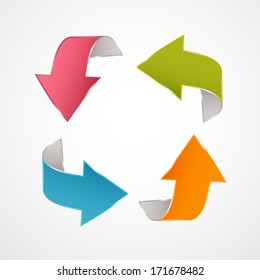 Colorful 3d Abstract Arrows Set Isolated on Grey Background