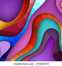 Colorful 3D abstract background with paper cut shapes