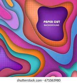 Colorful 3D abstract background with paper cut shapes