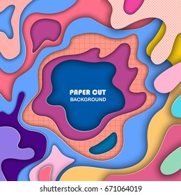 Colorful 3D abstract background with paper cut shapes
