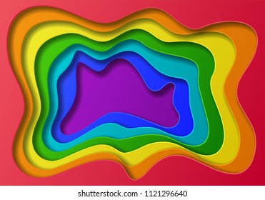 Colorful 3D abstract background with rainbow paper cut shapes