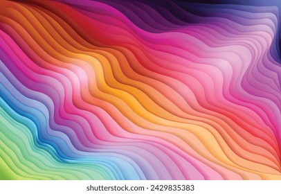 Colorful 3D abstract background with waves and lines