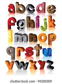 Colorful 3D alphabet font letters symbol icon set EPS 8 vector, grouped for easy editing.