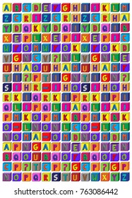 Colorful 3D alphabet random blocks background in A4 Sheet