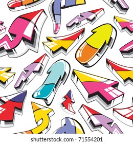 Colorful 3D arrows on white background - seamless pattern