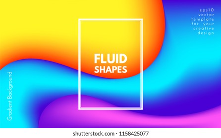Colorful 3d Background. Abstract Poster with Wave Fluid Shapes. 3d Vector Illustration. Trendy Geometric Template with Bright Gradients for Cover, Poster, Business Design, Web Page. 3d Liquid Flowing.