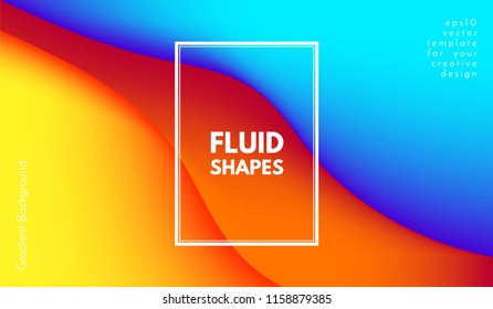Colorful 3d Background. Abstract Poster with Wave Fluid Shapes. 3d Vector Illustration. Trendy Geometric Template with Bright Gradients for Cover, Poster, Business Design, Web Page. 3d Liquid Flowing.