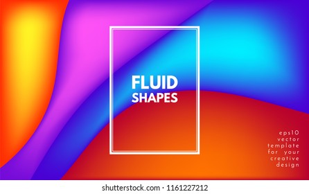 Colorful 3d Background. Abstract Poster with Wave Fluid Shapes. 3d Vector Illustration. Trendy Geometric Template with Bright Gradients for Cover, Poster, Business Design, Web Page. 3d Liquid Flowing.