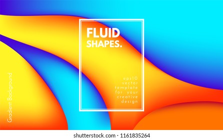 Colorful 3d Background. Abstract Poster with Wave Fluid Shapes. 3d Vector Illustration. Trendy Geometric Template with Bright Gradients for Cover, Poster, Business Design, Web Page. 3d Liquid Flowing.