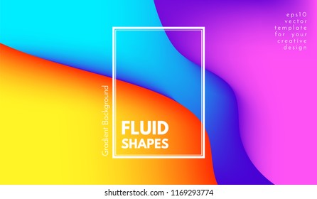 Colorful 3d Background. Abstract Poster with Wave Fluid Shapes. 3d Vector Illustration. Trendy Geometric Template with Bright Gradients for Cover, Poster, Business Design, Web Page. 3d Liquid Flowing.