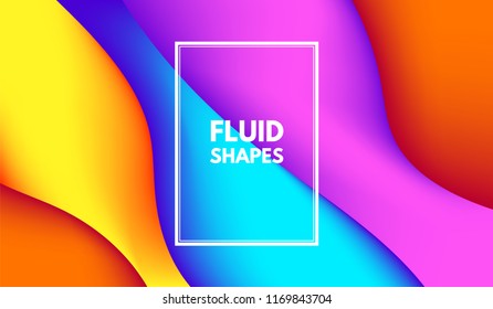 Colorful 3d Background. Abstract Poster with Wave Fluid Shapes. 3d Vector Illustration. Trendy Geometric Template with Bright Gradients for Cover, Poster, Business Design, Web Page. 3d Liquid Flowing.