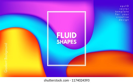 Colorful 3d Background. Abstract Poster with Wave Fluid Shapes. 3d Vector Illustration. Trendy Geometric Template with Bright Gradients for Cover, Poster, Business Design, Web Page. 3d Liquid Flowing.