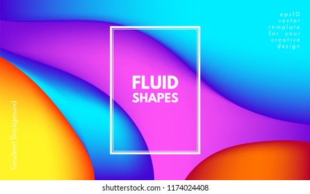 Colorful 3d Background. Abstract Poster with Wave Fluid Shapes. 3d Vector Illustration. Trendy Geometric Template with Bright Gradients for Cover, Poster, Business Design, Web Page. 3d Liquid Flowing.