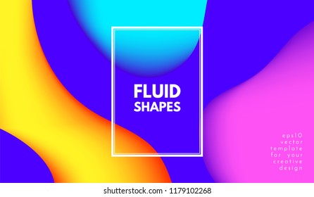 Colorful 3d Background. Abstract Poster with Wave Fluid Shapes. 3d Vector Illustration. Trendy Geometric Template with Bright Gradients for Cover, Poster, Business Design, Web Page. 3d Liquid Flowing.