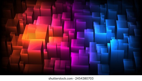 Colorful 3d background with different sized cubes vector design in eps 10