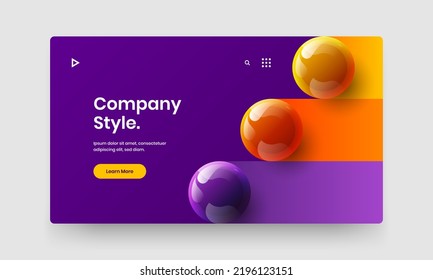 Colorful 3D balls company brochure template. Premium journal cover design vector illustration.