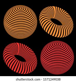 Colorful 3D balls from elipse. Vector illustration. Abstract modern design.