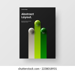 Colorful 3D balls front page concept. Bright company cover design vector template.