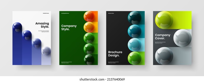 Conjunto de diseño de bolas 3D coloridas para bolas. Conjunto de conceptos de diseño de vectores de portada corporativa original.
