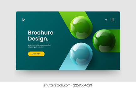 Colorful 3D balls pamphlet illustration. Minimalistic landing page design vector layout.