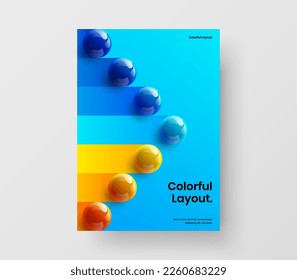 Colorful 3D balls placard layout. Original magazine cover A4 vector design illustration.