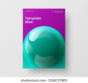 Plantilla de presentación de bolas 3D coloridas. Concepto vectorial de diseño único de la letra de mano.