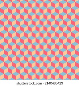 Colorful 3D box pattern. Abstract pink, blue and orange box background. Multiple boxes with light and shade.
